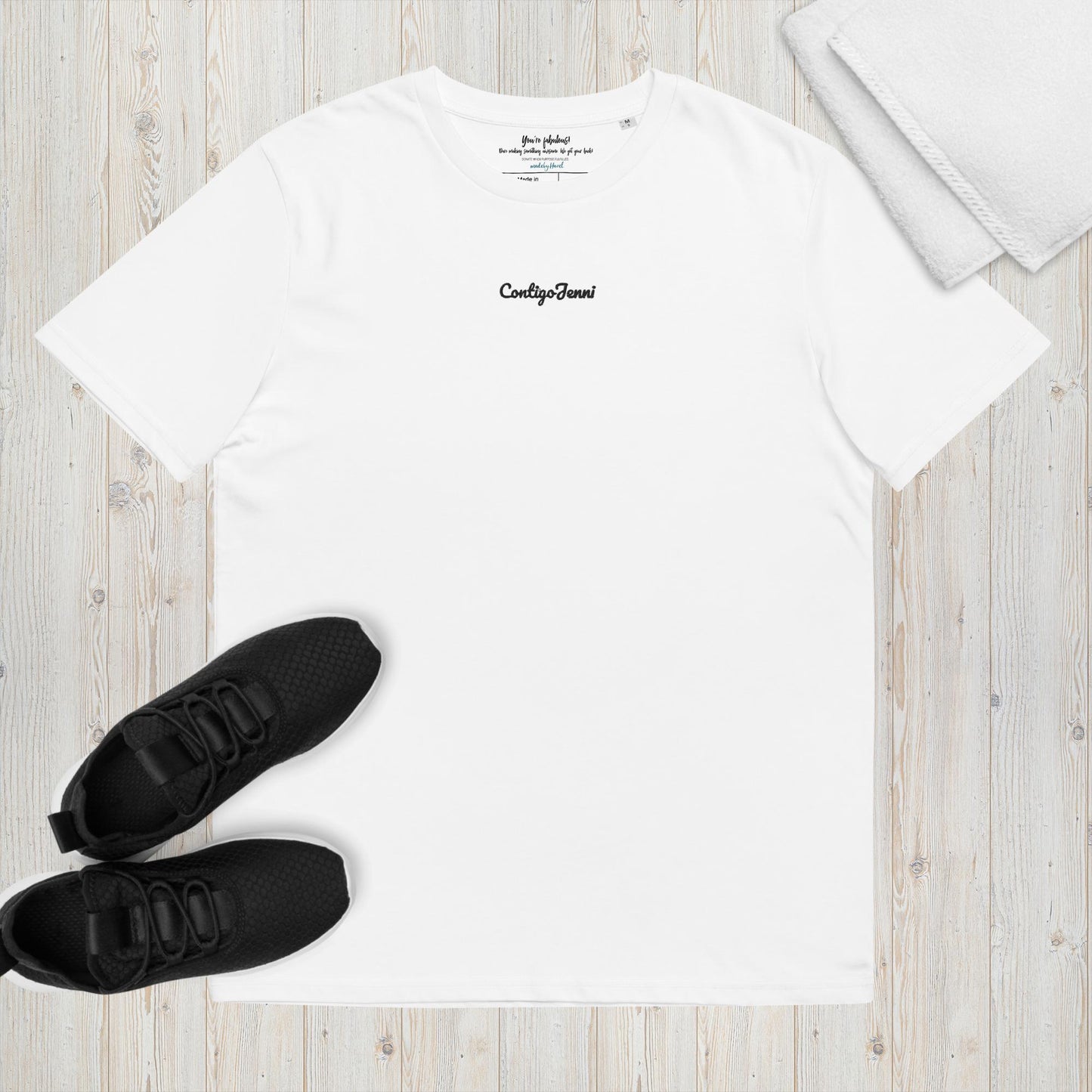 ContigoJenni - Feminista - We stand with Jenni Hermoso - White organic cotton T-shirt.