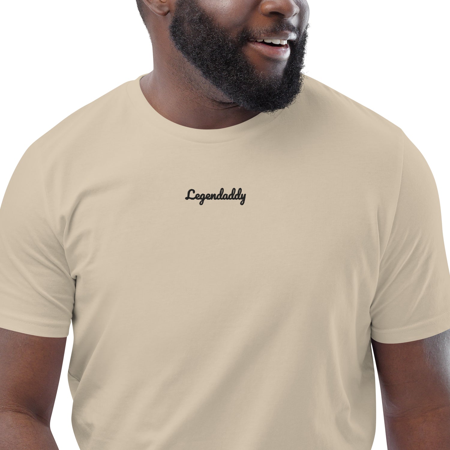 Legendaddy zoomed organic-cotton t-shirt white-front Desert Dust