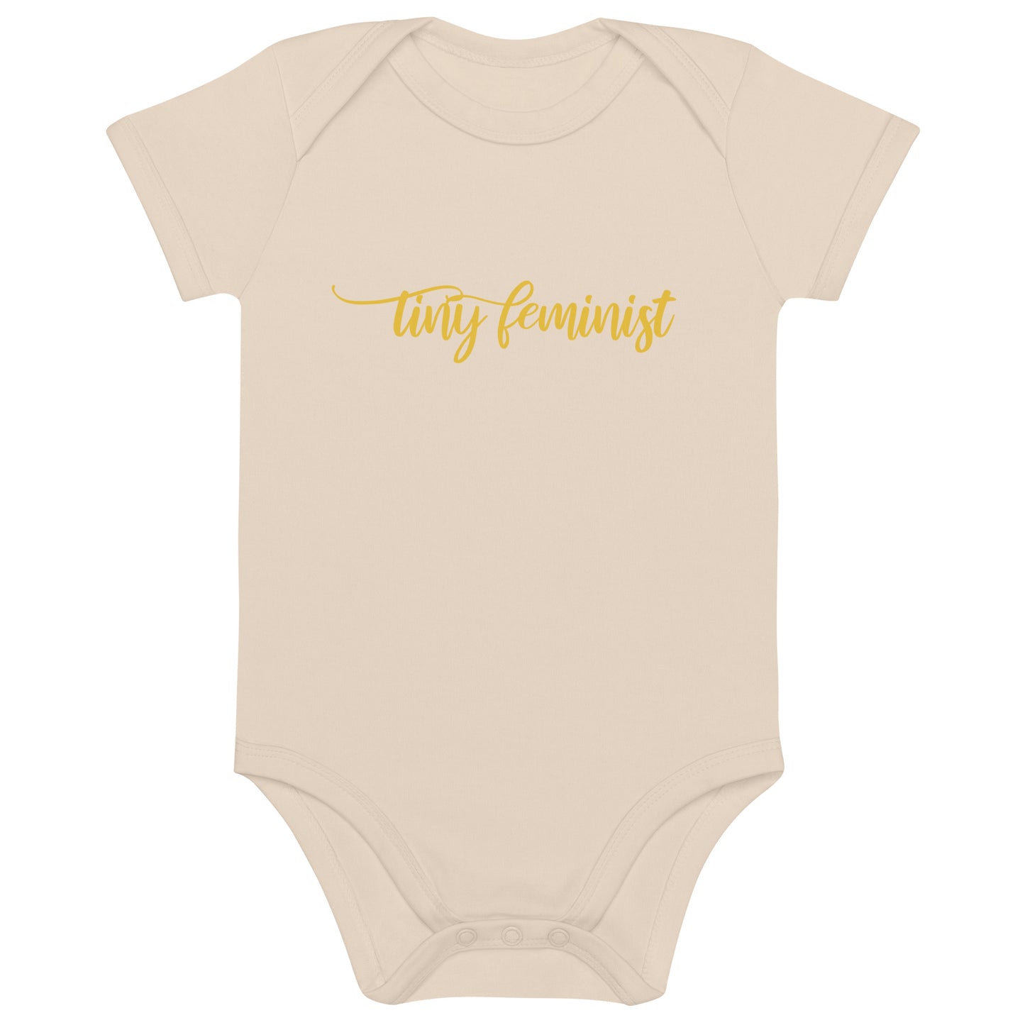 Tiny Feminist organic baby body - Mustard Natural Beige