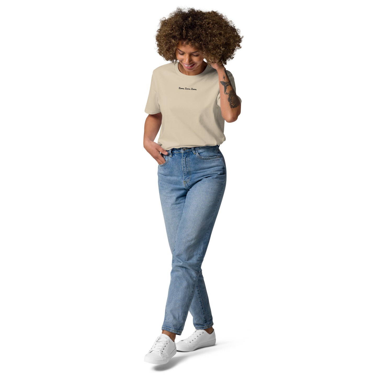 Zorra beige organic cotton t-shirt