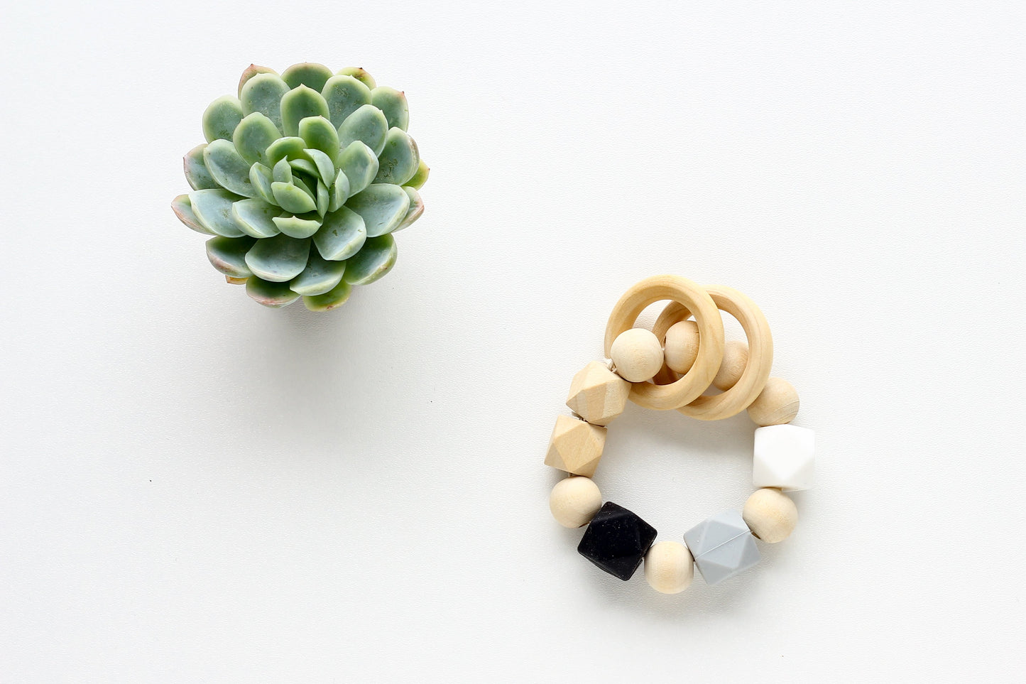 Mint Rattle - wood & silicone!.