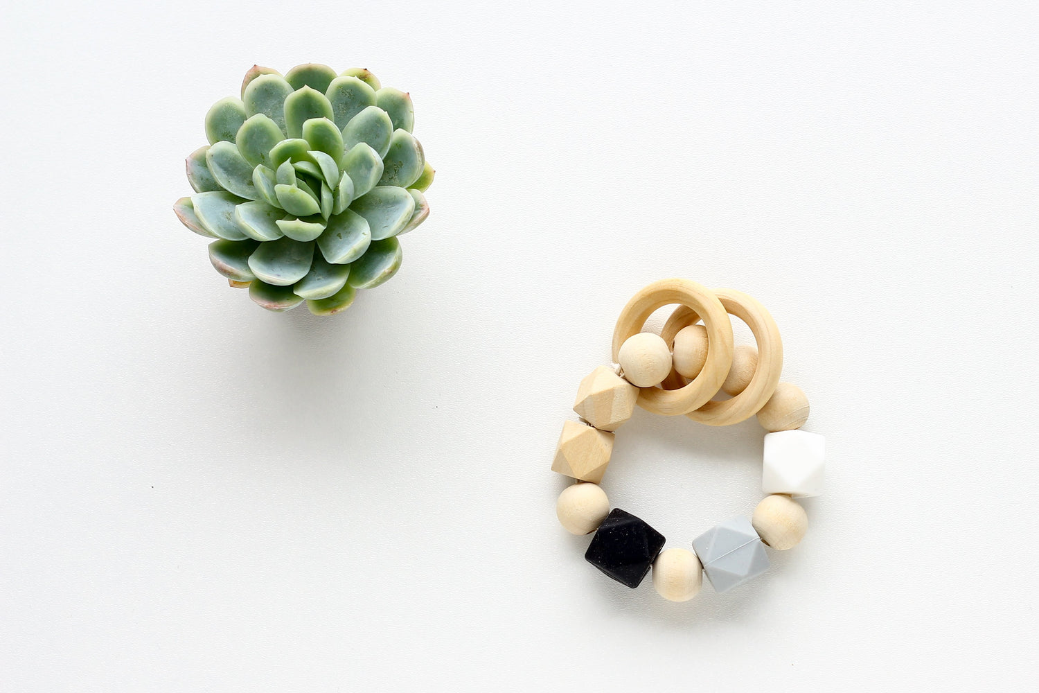 Mint Rattle - wood & silicone!.