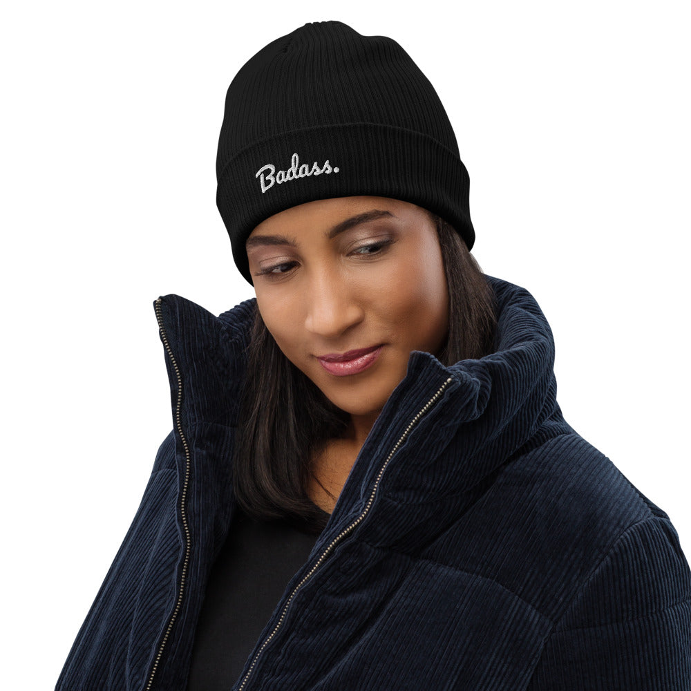 Black Badass organic Female Empowerement beanie from madebyHazel
