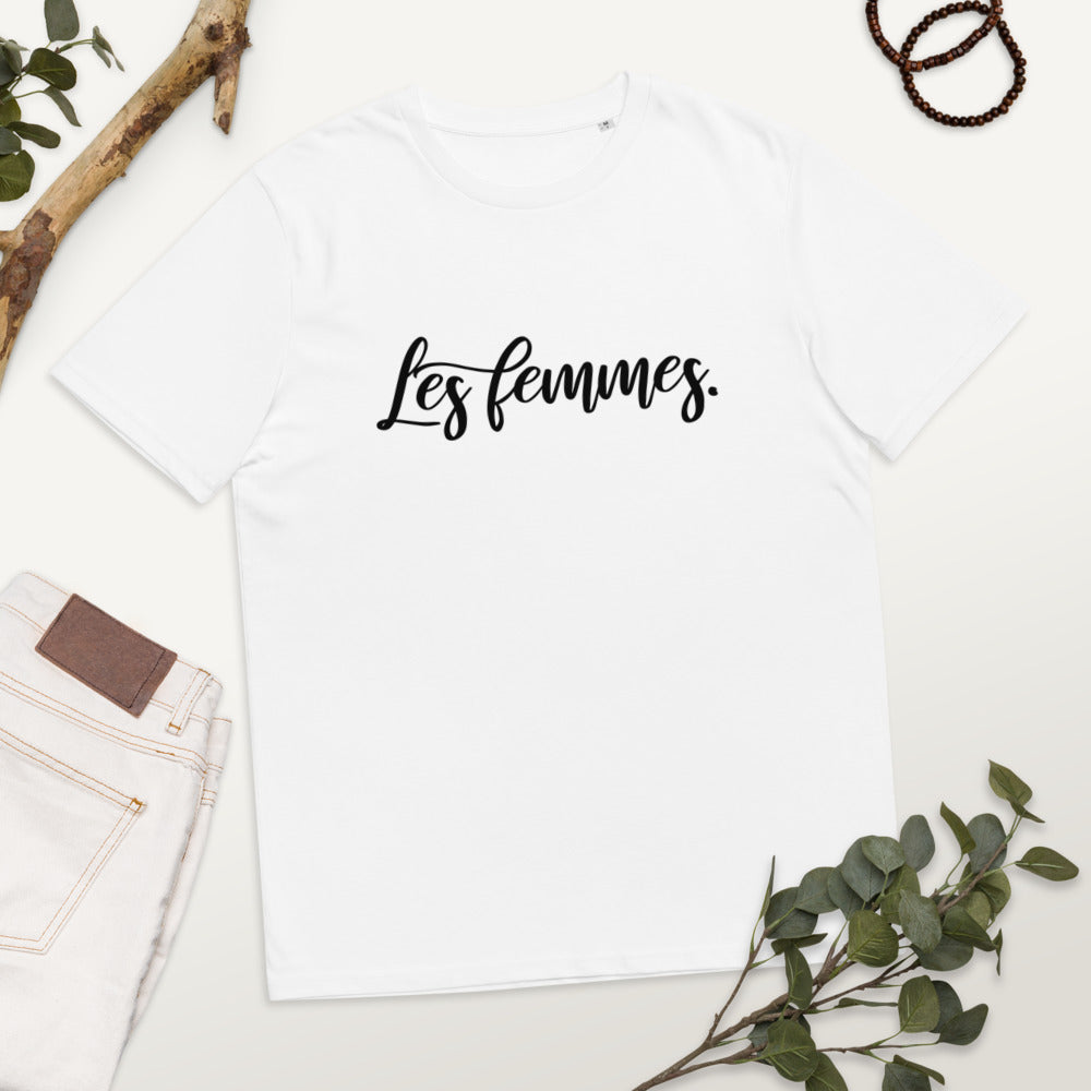 Female empowerment T-shirt with "Les femmes." print in Black.