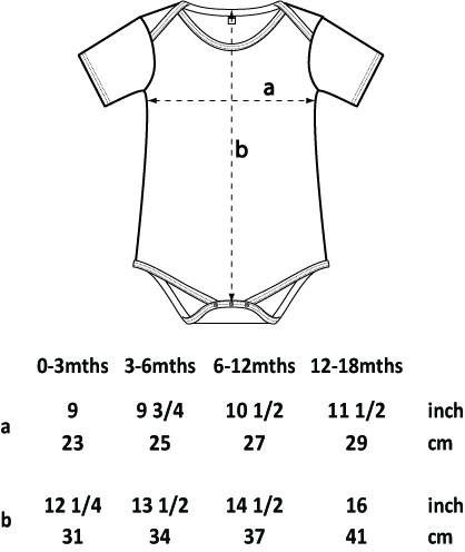 Mini - organic baby body - size guide
