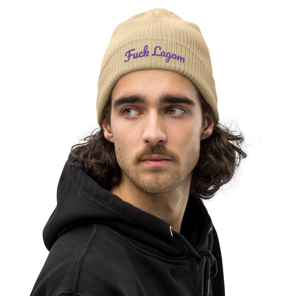 Hipster Fuck Lagom Sand 100% ekologisk bomull mössa beanie