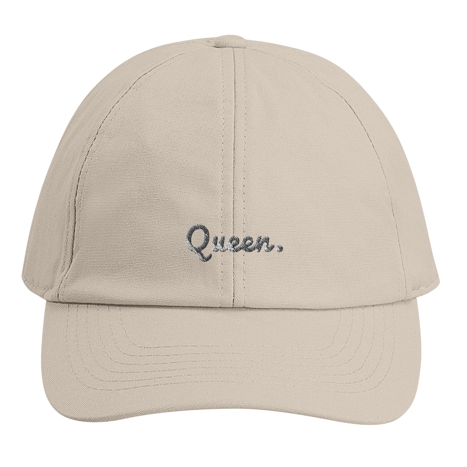 Queen organic cotton cap Classic Sand with front embroidery from madebyHazel