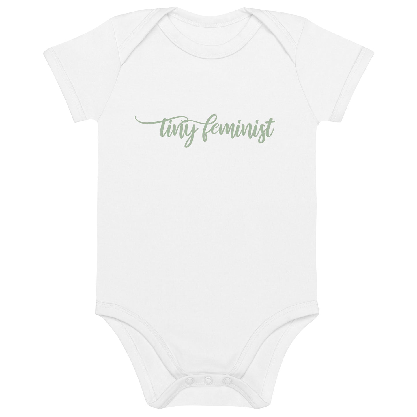 Tiny Feminist organic baby body - Light Green White 