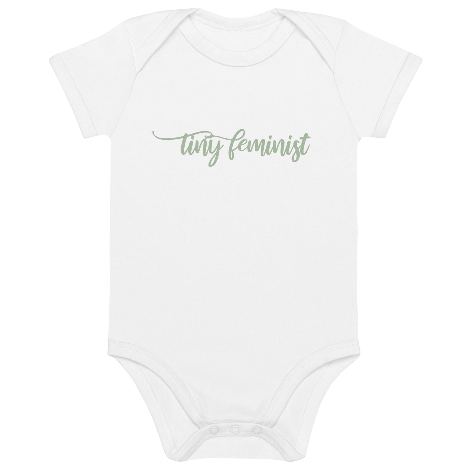 Tiny Feminist organic baby body - Light Green White 
