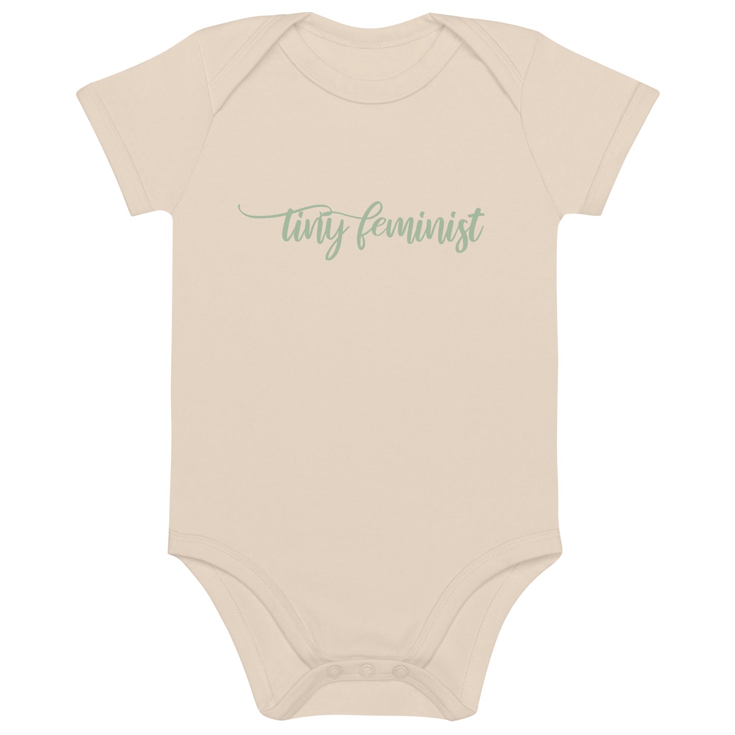 Tiny Feminist organic baby body - Mint Natural Beige