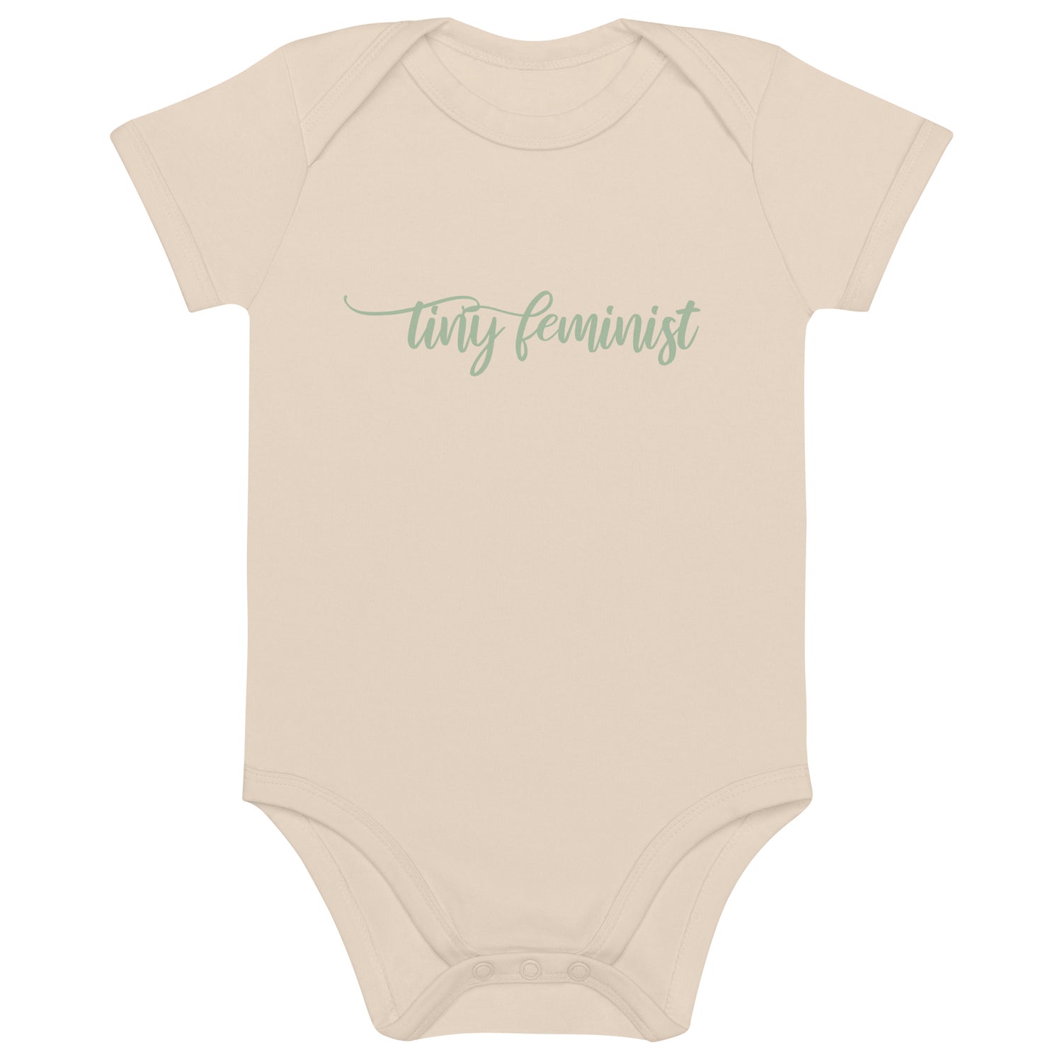 Tiny Feminist organic baby body - Mint Natural Beige