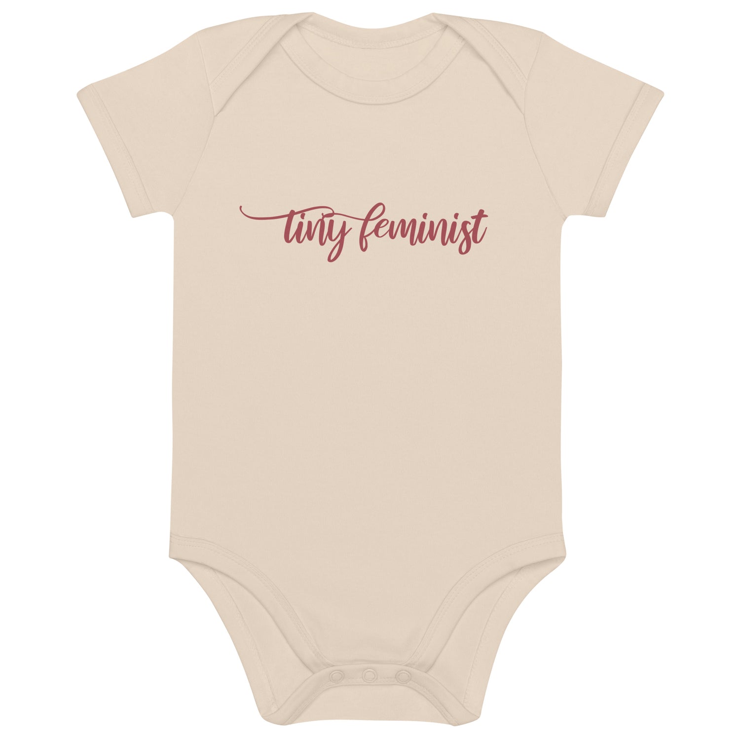 Tiny Feminist organic baby body - Muave Natural Beige