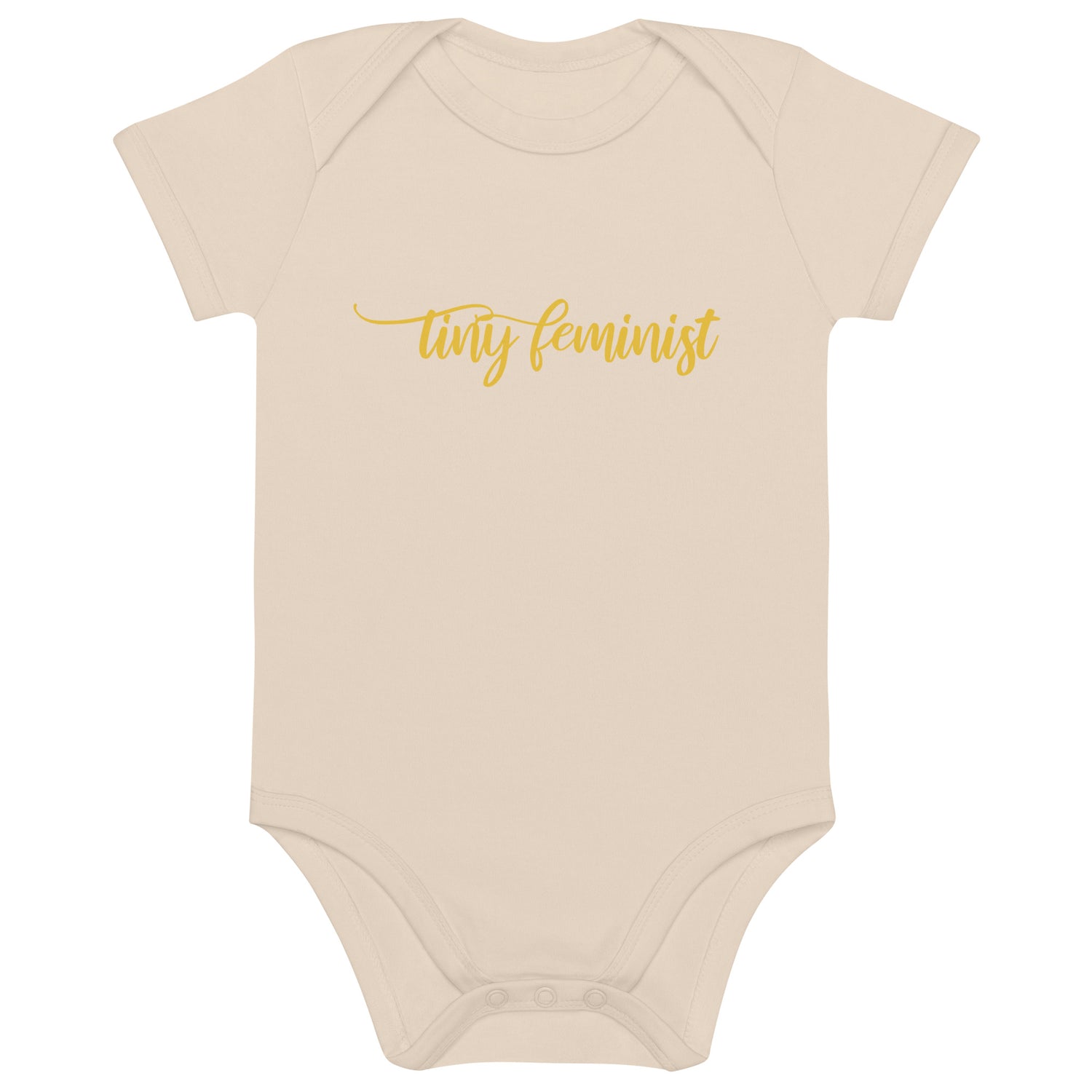 Tiny Feminist organic baby body - Mustard Natural Beige