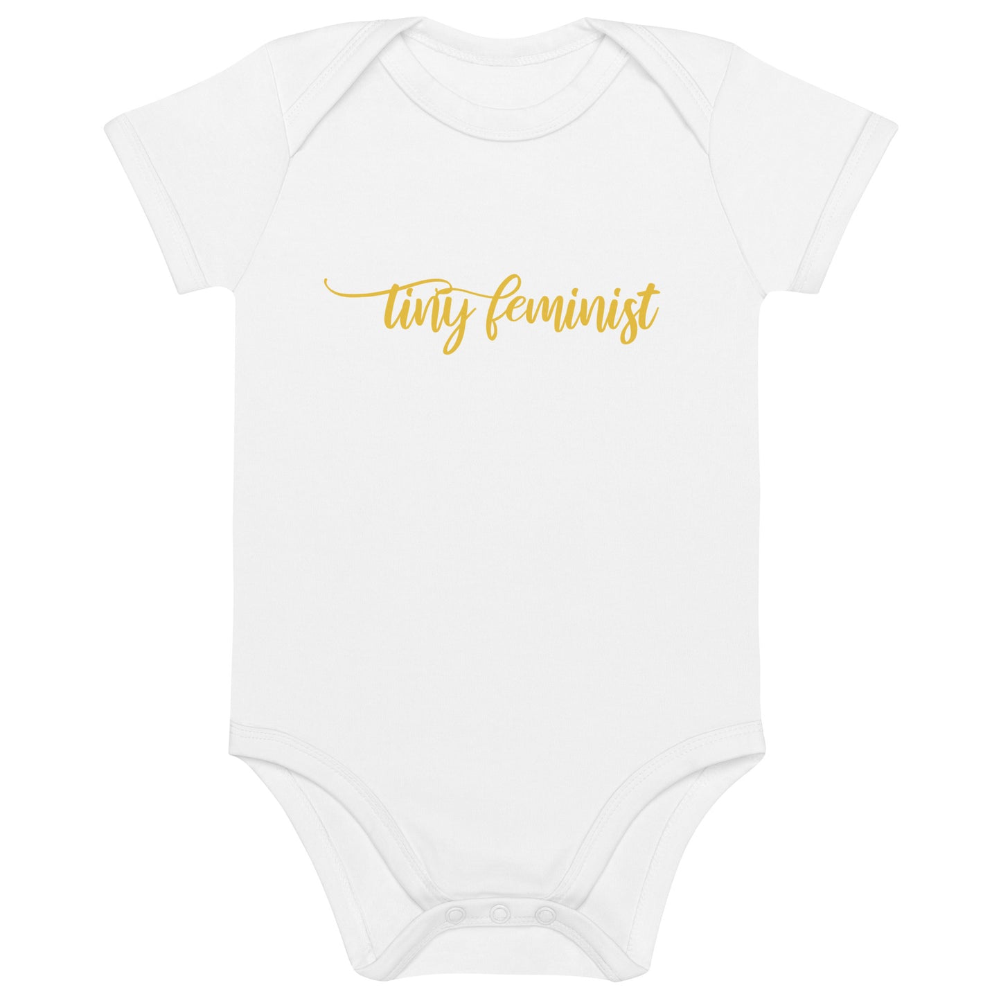 Tiny Feminist organic baby body - Mustard White 