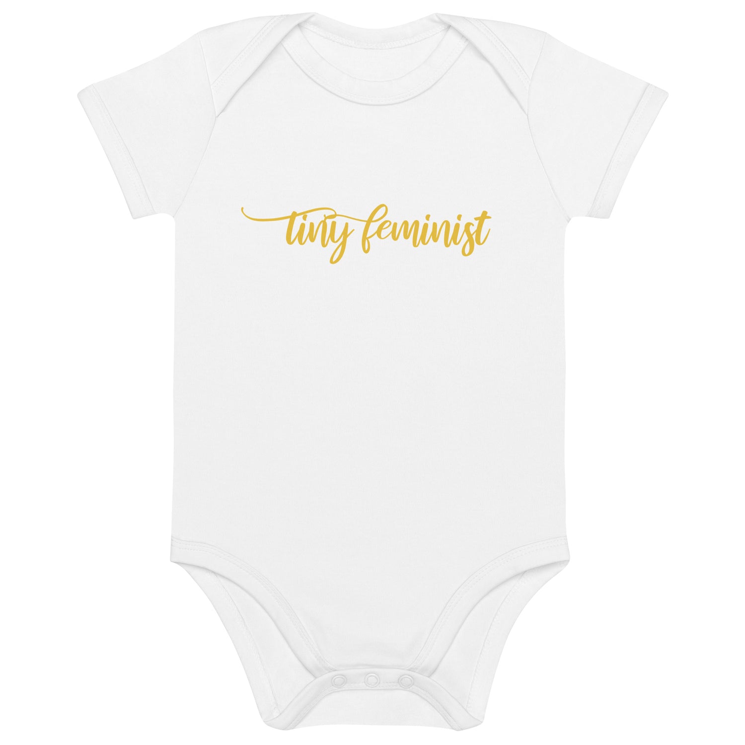 Tiny Feminist organic baby body - Mustard White 