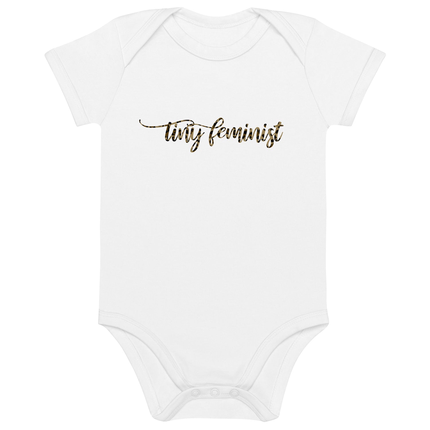 Tiny Feminist organic cotton baby-bodysuit white product mockup