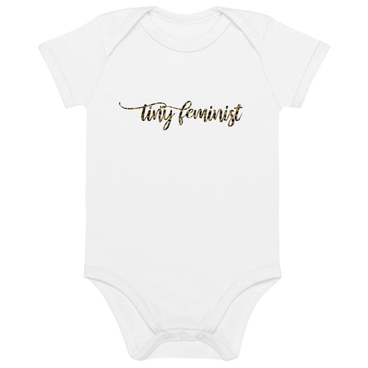 Tiny Feminist organic cotton baby-bodysuit white product mockup