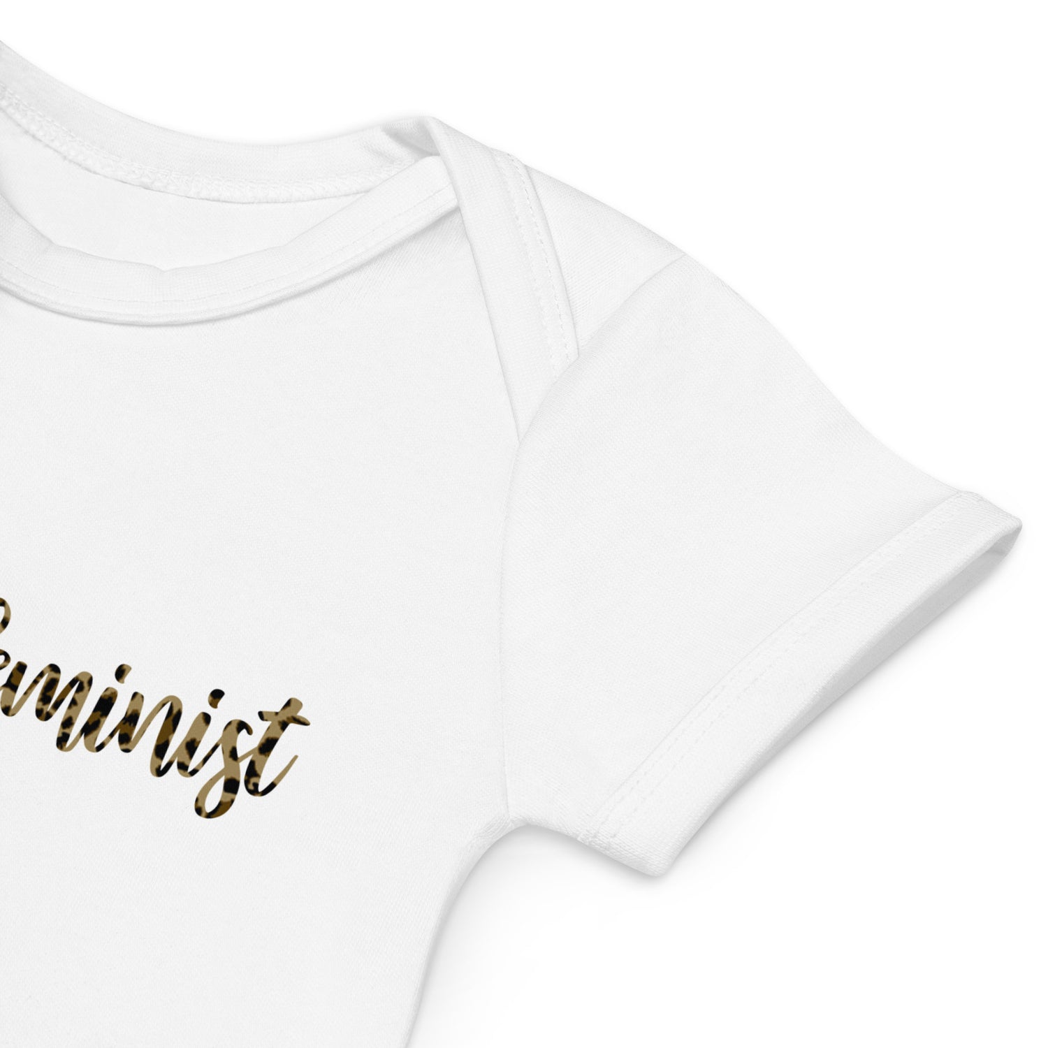 Tiny Feminist organic cotton baby-bodysuit white product mockup flatlay