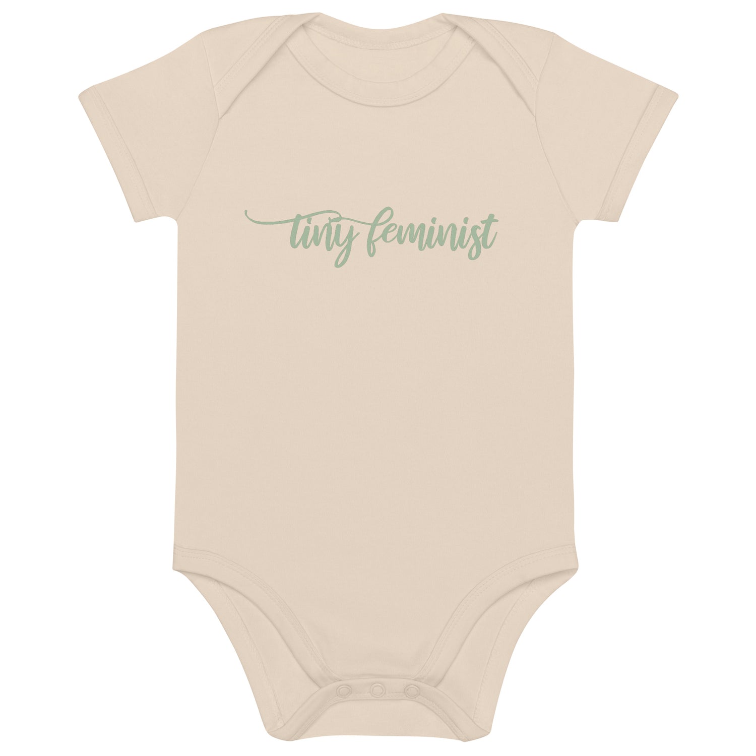Tiny Feminist organic baby body - Light Green Natural Beige