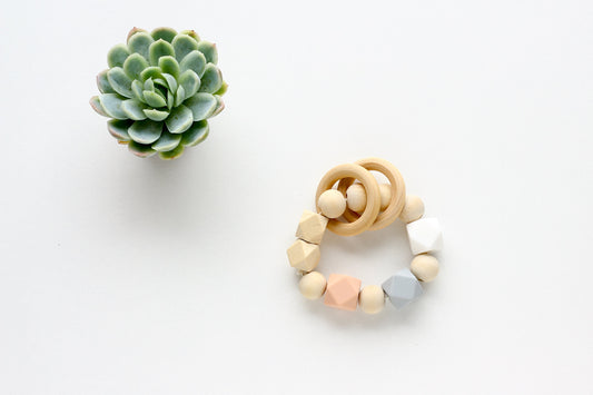 Peach Rattle - wood & silicone!.