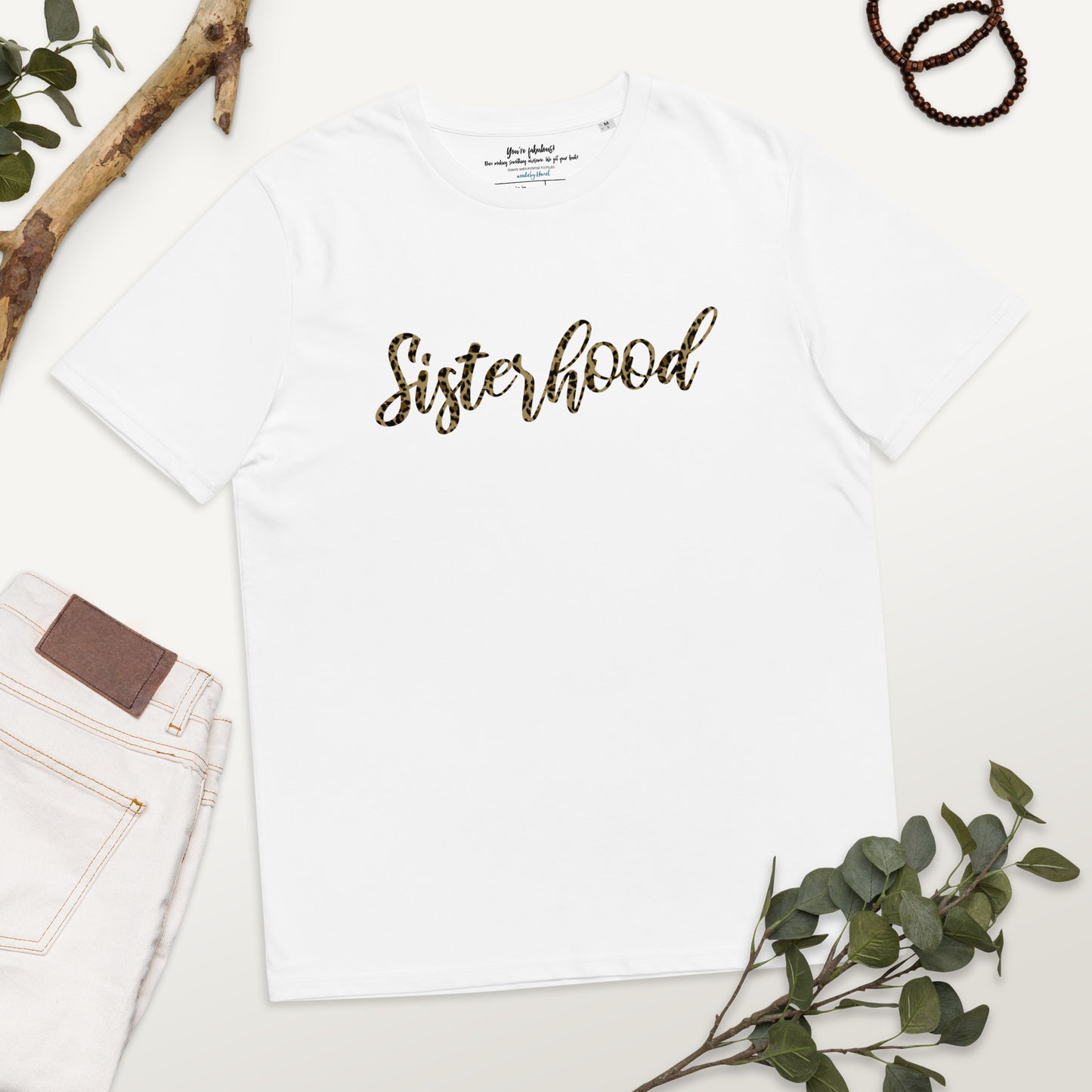 Sisterhood Leopard flatlay organic T-shirt madebyHazel.jpg