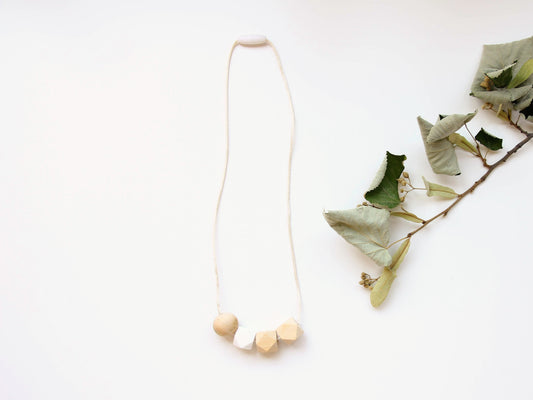 White - Nursing Necklace in non-toxic wood & silicone!.